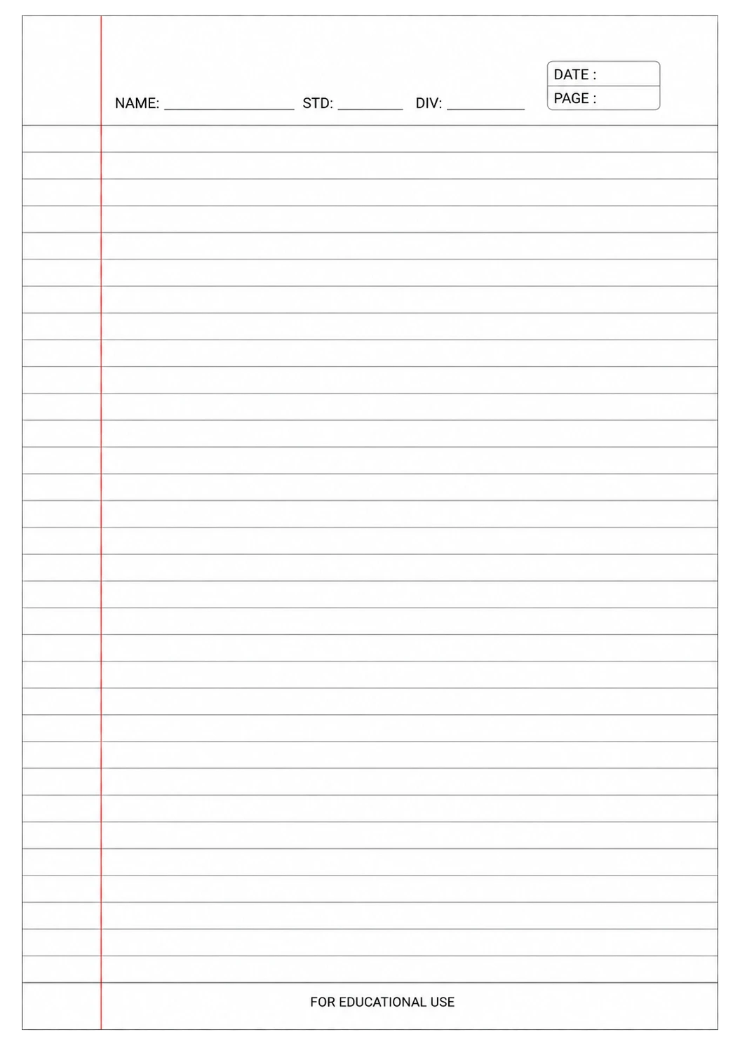 Letter educational laboratory sheet one side