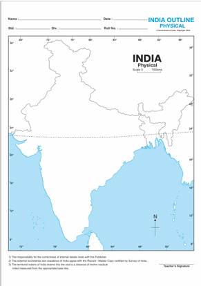 A4 India Physical map