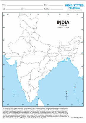 A4 India Political map