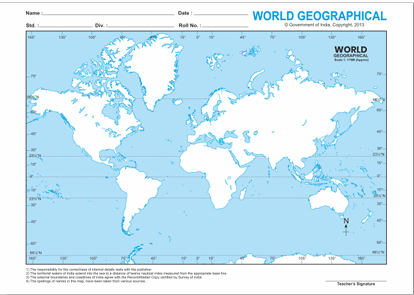 A4 World Physical map